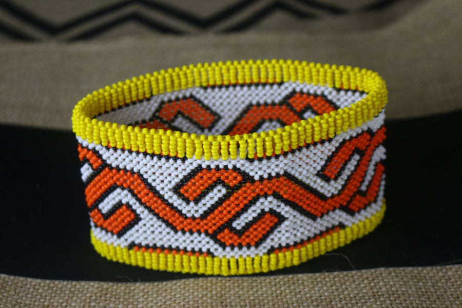 Art# K41  6 inch  Original Kayapo Traditional Peyote stitch Beaded Bracelet from Brazil.