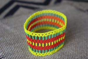 Art# K48  3.5+ inch Original Kayapo Traditional Peyote stitch Beaded Bracelet from Brazil.
