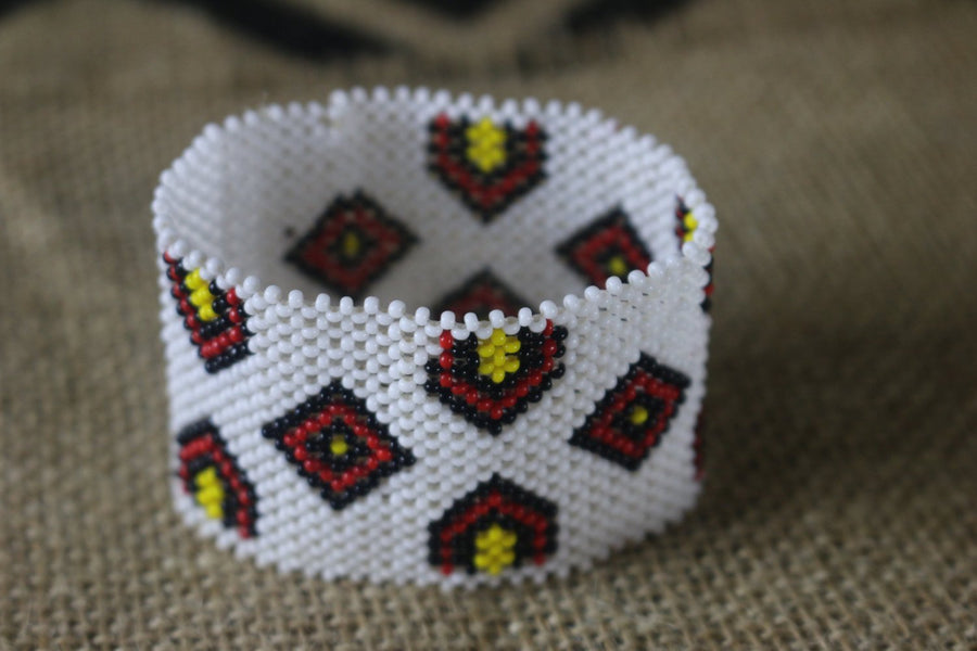 Art# K81 3 inch. Original Kayapo Traditional Peyote stitch Beaded Bracelet from Brazil.