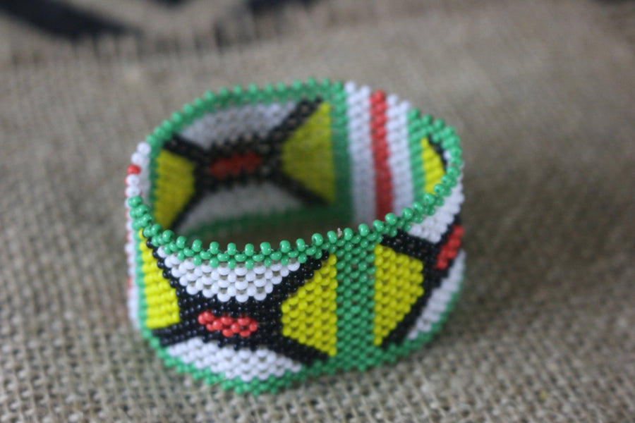 Art# K82 2.5+ inch Original Kayapo Traditional Peyote stitch Beaded Bracelet from Brazil.