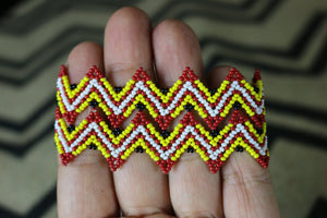 Art# K121  Original Kayapo Traditional Peyote stitch Beaded Bracelet from Brazil.