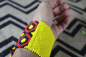 Art# K126 4 inch  Original Kayapo Traditional Peyote stitch Beaded Bracelet from Brazil.