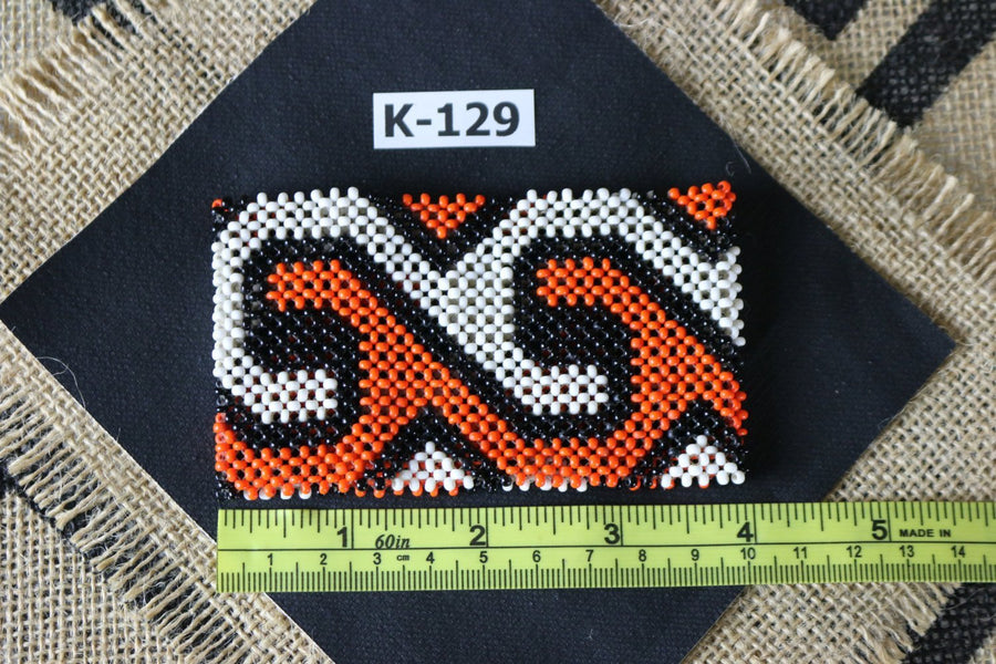 Art# K129 4 inch.  Original Kayapo Traditional Peyote stitch Beaded Bracelet from Brazil.