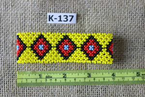 Art# K137 4 inch Original Kayapo Traditional Peyote stitch Beaded Bracelet from Brazil.