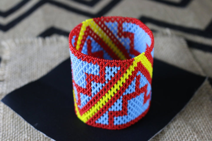 Art# K144 3.5+ inch  Original Kayapo Traditional Peyote stitch Beaded Bracelet from Brazil.