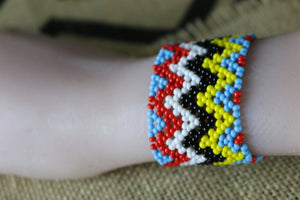 Art# K165  4 inch Original Kayapo Traditional Peyote stitch Beaded Bracelet from Brazil.