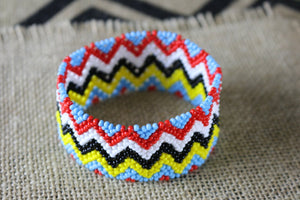 Art# K165  4 inch Original Kayapo Traditional Peyote stitch Beaded Bracelet from Brazil.