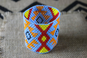 Art# K167  3.5 inch Original Kayapo Traditional Peyote stitch Beaded Bracelet from Brazil.