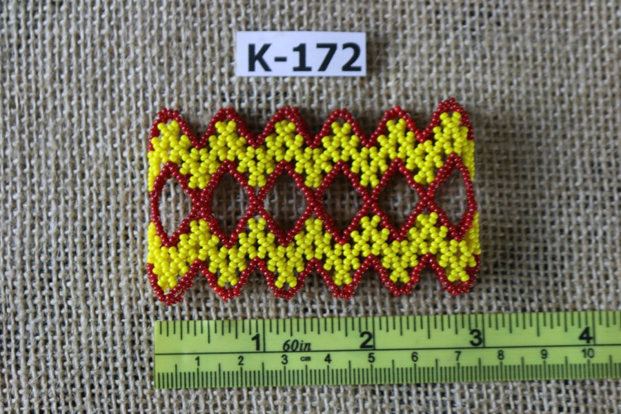 Art# K172 3 inch Original Kayapo Traditional Peyote stitch Beaded Bracelet from Brazil.