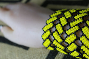 Art# K178  3+ inch. Original Kayapo Traditional Peyote stitch Beaded Bracelet from Brazil.