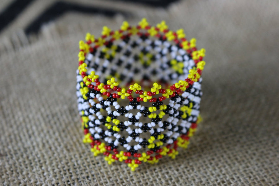 Art# K190  2.5+inch. Original Kayapo Traditional Peyote stitch Beaded Bracelet from Brazil.