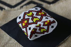 Art# K191  3+inch. Original Kayapo Traditional Peyote stitch Beaded Bracelet from Brazil.