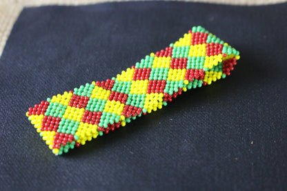 Art# K192  3+inch. Original Kayapo Traditional Peyote stitch Beaded Bracelet from Brazil.