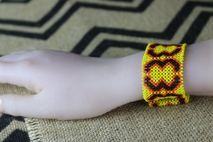 Art# K195  3.5 inch. Original Kayapo Traditional Peyote stitch Beaded Bracelet from Brazil.