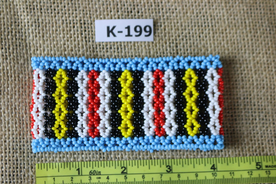 Art# K199  4+ inch. Original Kayapo Traditional Peyote stitch Beaded Bracelet from Brazil.