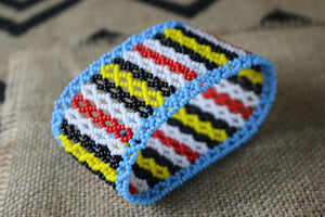 Art# K199  4+ inch. Original Kayapo Traditional Peyote stitch Beaded Bracelet from Brazil.