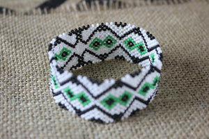 Art# K202  3+inch. Original Kayapo Traditional Peyote stitch Beaded Bracelet from Brazil.