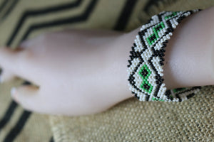 Art# K202  3+inch. Original Kayapo Traditional Peyote stitch Beaded Bracelet from Brazil.