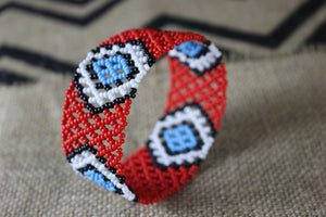 Art# K208  4 inch. Original Kayapo Traditional Peyote stitch Beaded Bracelet from Brazil.