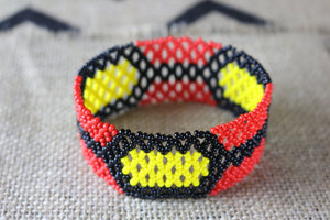 Art# K213  4 inch. Original Kayapo Traditional Peyote stitch Beaded Bracelet from Brazil.