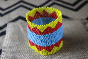 Art# K214  3.5+inch. Original Kayapo Traditional Peyote stitch Beaded Bracelet from Brazil.