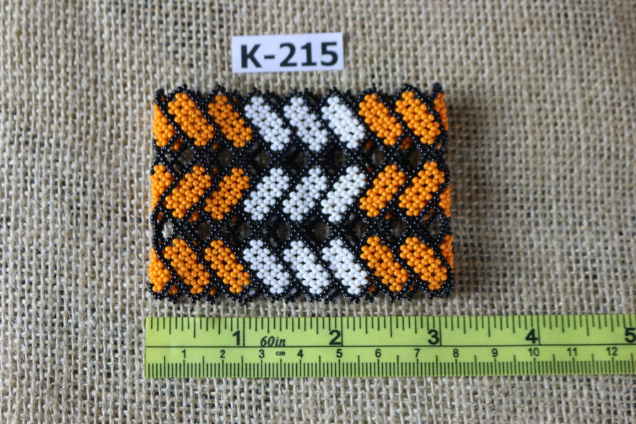 Art# K215  3 inch. Original Kayapo Traditional Peyote stitch Beaded Bracelet from Brazil.