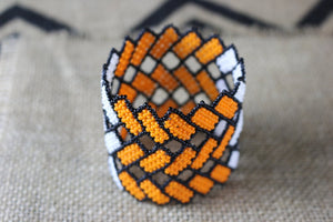 Art# K215  3 inch. Original Kayapo Traditional Peyote stitch Beaded Bracelet from Brazil.