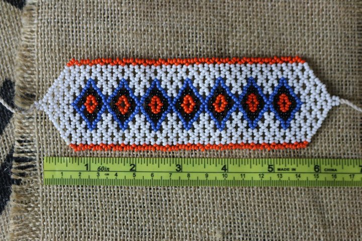 Art# K216  3+ inch. Original Kayapo Traditional Peyote stitch Beaded Bracelet from Brazil.