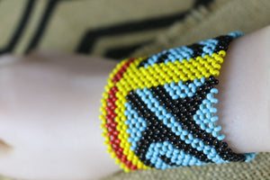 Art# K219   4 inch. Original Kayapo Traditional Peyote stitch Beaded Bracelet from Brazil.