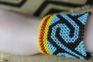 Art# K219   4 inch. Original Kayapo Traditional Peyote stitch Beaded Bracelet from Brazil.