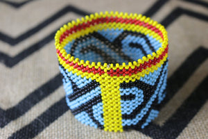 Art# K219   4 inch. Original Kayapo Traditional Peyote stitch Beaded Bracelet from Brazil.