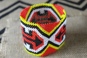 Art# K223  4+ inch. Original Kayapo Traditional Peyote stitch Beaded Bracelet from Brazil.