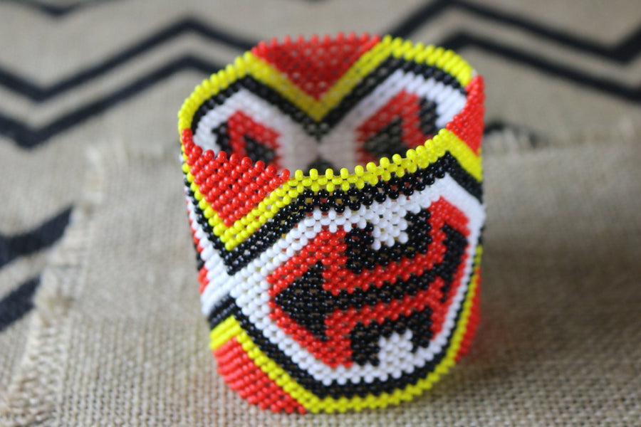 Art# K223  4+ inch. Original Kayapo Traditional Peyote stitch Beaded Bracelet from Brazil.