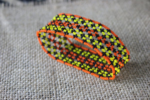 Art# K227  3+ inch. Original Kayapo Traditional Peyote stitch Beaded Bracelet from Brazil.