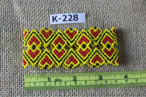 Art# K228  3.5+ inch. Original Kayapo Traditional Peyote stitch Beaded Bracelet from Brazil.