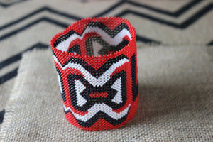 Art# K232  3.5+ inch. Original Kayapo Traditional Peyote stitch Beaded Bracelet from Brazil.