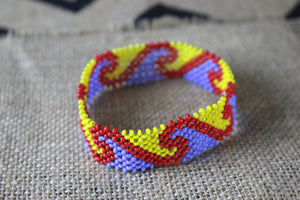 Art# K233  4+ inch. Original Kayapo Traditional Peyote stitch Beaded Bracelet from Brazil.