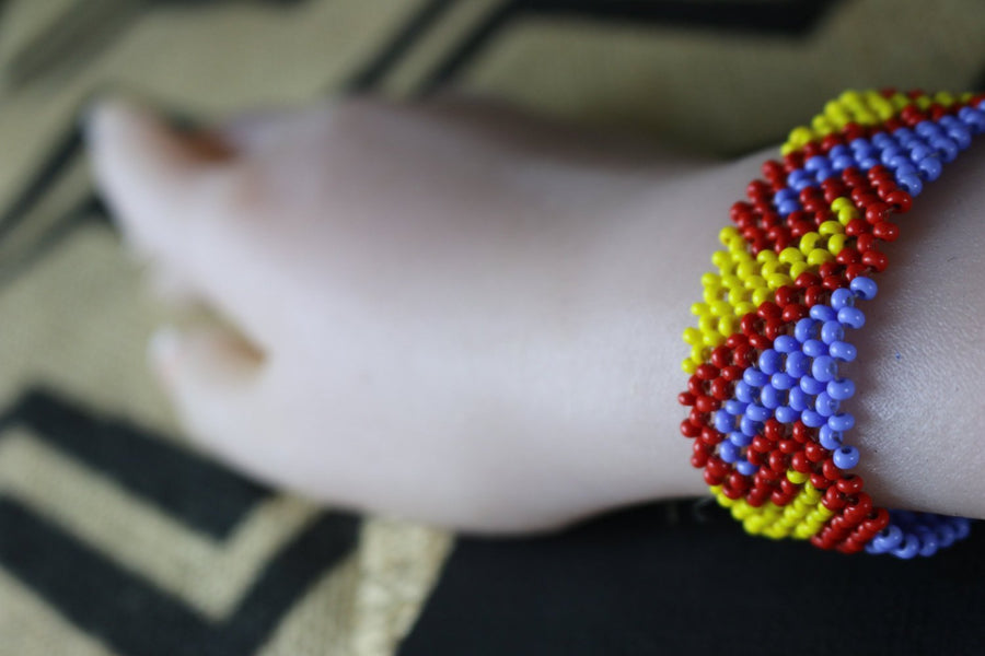 Art# K233  4+ inch. Original Kayapo Traditional Peyote stitch Beaded Bracelet from Brazil.