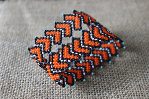 Art# K234  3+ inch. Original Kayapo Traditional Peyote stitch Beaded Bracelet from Brazil.