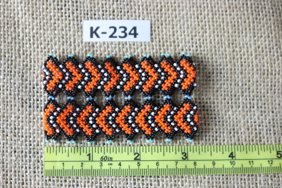 Art# K234  3+ inch. Original Kayapo Traditional Peyote stitch Beaded Bracelet from Brazil.