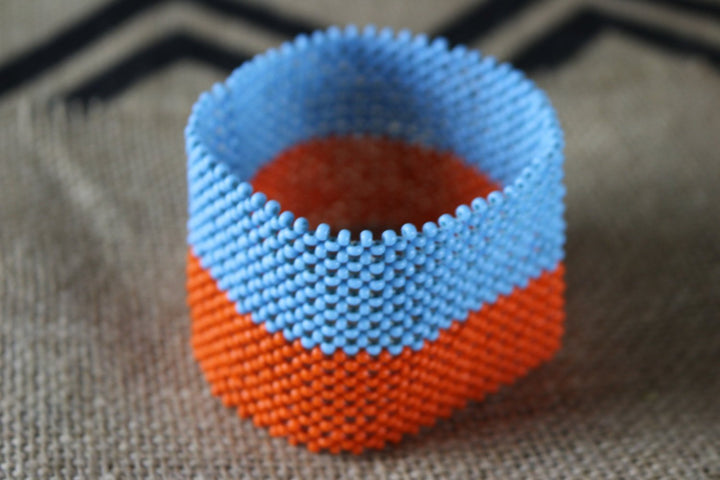 Art# K236  4 inch. Original Kayapo Traditional Peyote stitch Beaded Bracelet from Brazil.