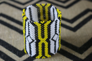 Art# K237  4 inch. Original Kayapo Traditional Peyote stitch Beaded Bracelet from Brazil.