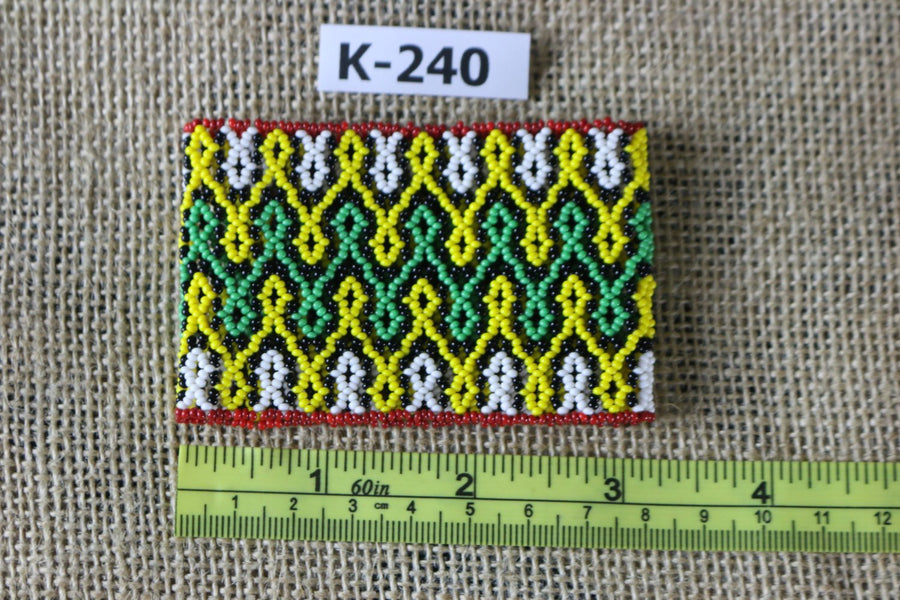 Art# K240  3+ inch. Original Kayapo Traditional Peyote stitch Beaded Bracelet from Brazil.