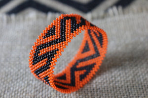 Art# K243  3+ inch. Original Kayapo Traditional Peyote stitch Beaded Bracelet from Brazil.