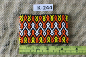 Art# K244  3+ inch. Original Kayapo Traditional Peyote stitch Beaded Bracelet from Brazil.