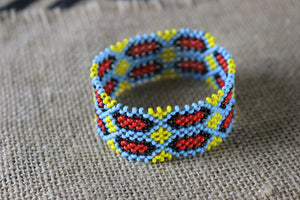 Art# K257  3+ inch. Original Kayapo Traditional Peyote stitch Beaded Bracelet from Brazil.