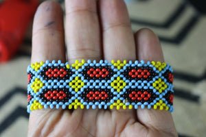 Art# K257  3+ inch. Original Kayapo Traditional Peyote stitch Beaded Bracelet from Brazil.