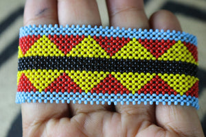 Art# K262  3.5 inch. Original Kayapo Traditional Peyote stitch Beaded Bracelet from Brazil.