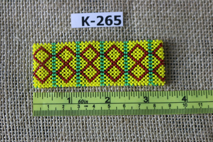 Art# K265  3+ inch. Original Kayapo Traditional Peyote stitch Beaded Bracelet from Brazil.