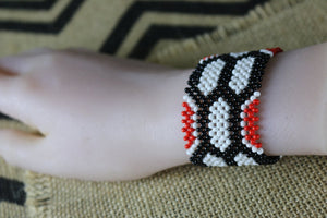 Art# K266  3.5+ inch. Original Kayapo Traditional Peyote stitch Beaded Bracelet from Brazil.